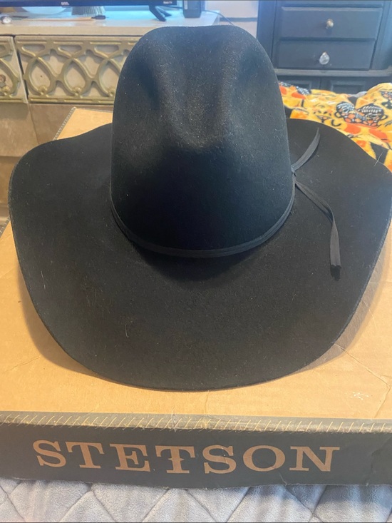 Stetson Other - Stetson Black Felt Western Cowboy Hat with Chin Strap